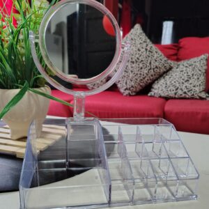 Portacosméticos con espejo redondo